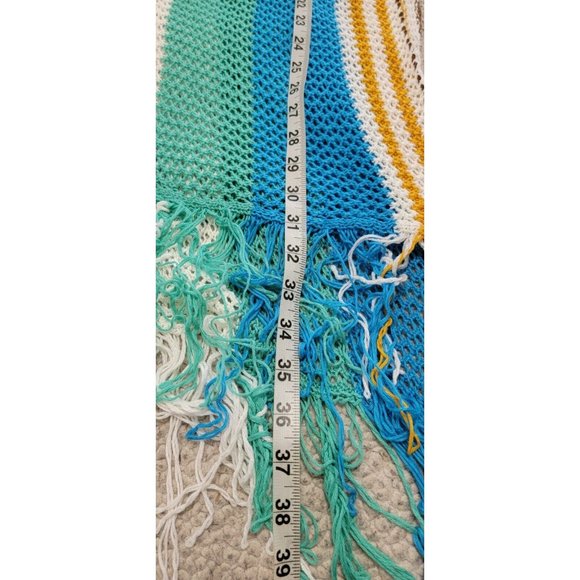 Cupshe Bohemian Striped V-neck Cape Sleeve Fringed Crochet Dress Beach Cover Up - Picture 8 of 10